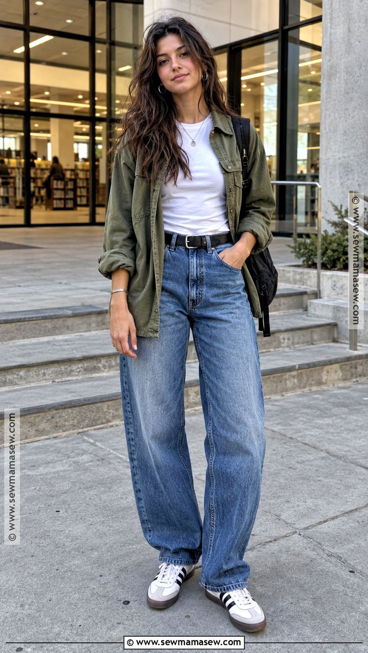 Utility Overshirt And Barrel Jeans School Streetwear Outfit - 20 back to school streetwear outfits