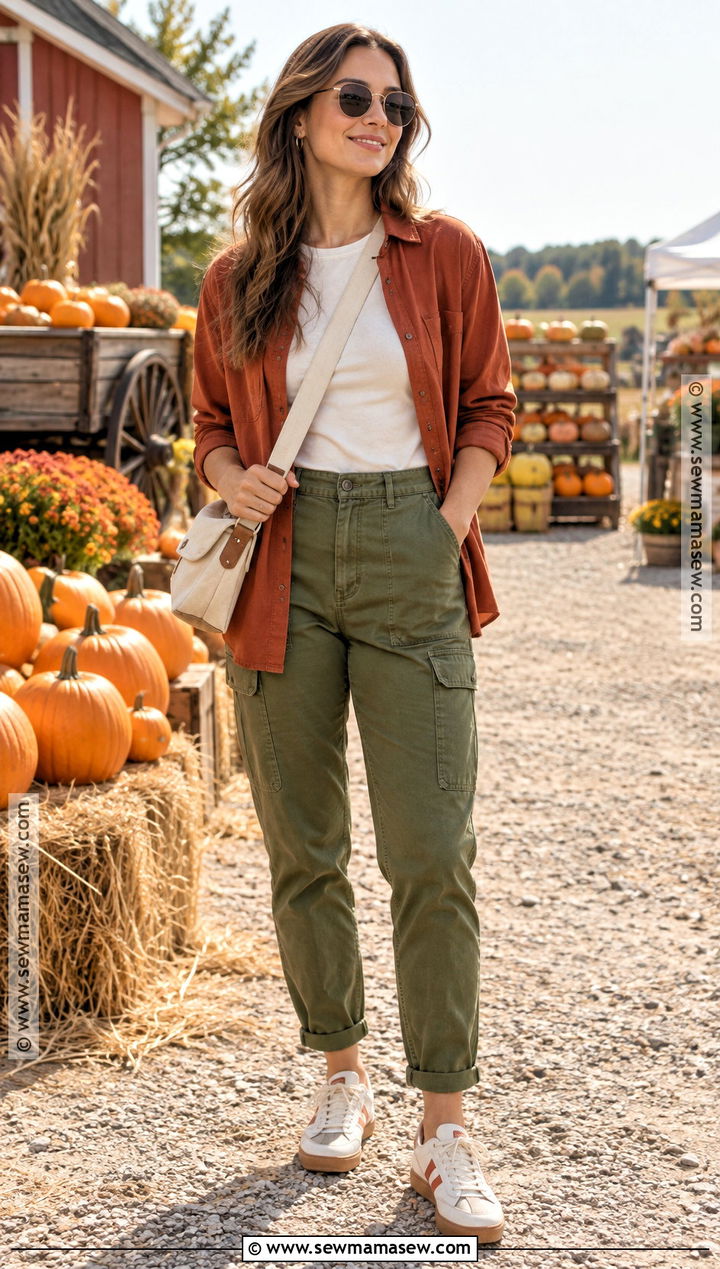 Utility Pants And Overshirt Pumpkin Patch Outfit - 20 Pumpkin Patch Aesthetic Outfits
