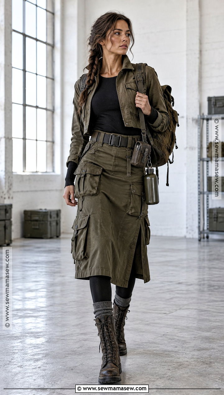 Utility Skirt Apocalypse Outfit - 30 Zombie Apocalypse Aesthetic Outfits