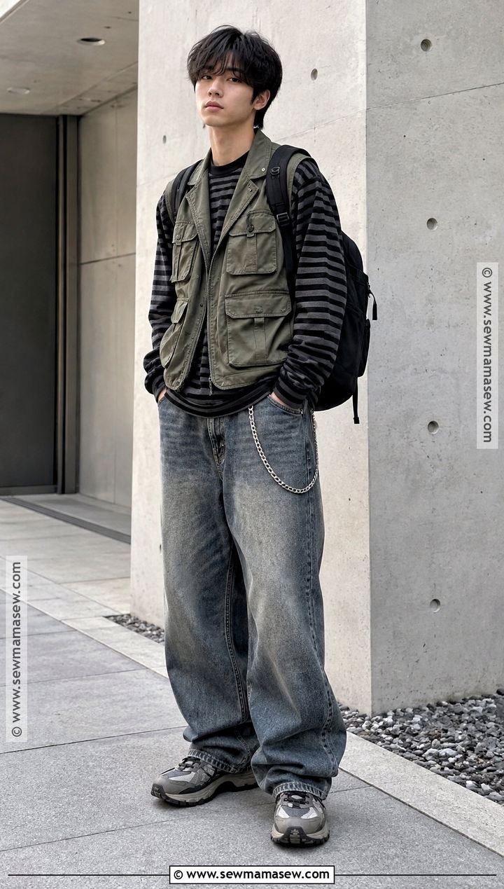 Utility Vest And Baggy Jeans Autumn Outfit - 25 alt autumn outfits