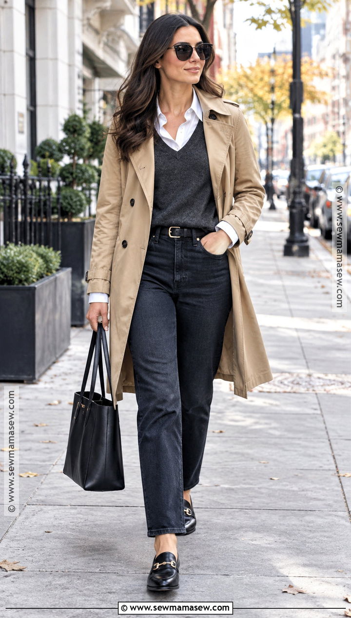 V Neck Sweater With White Shirt And Jeans - 20 Fall Sweaters for Women