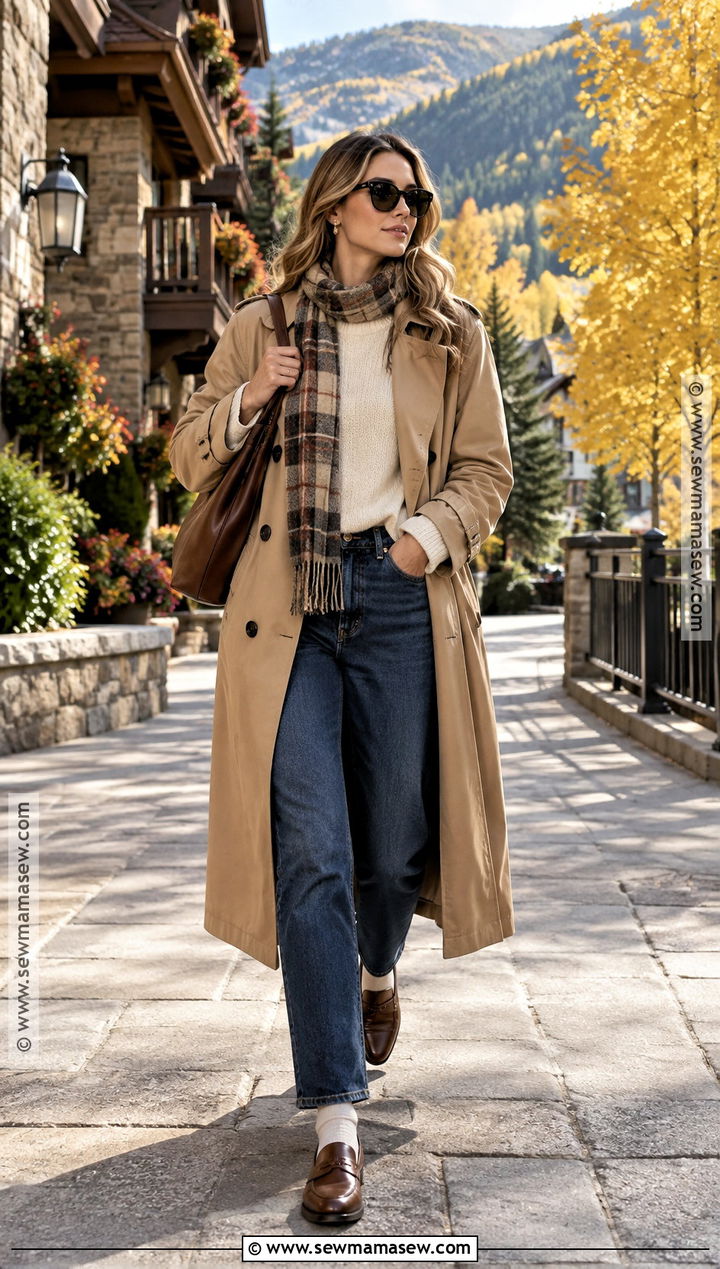 Vail Fall Trench Coat And Loafers Outfit - 15 vail colorado fall outfits