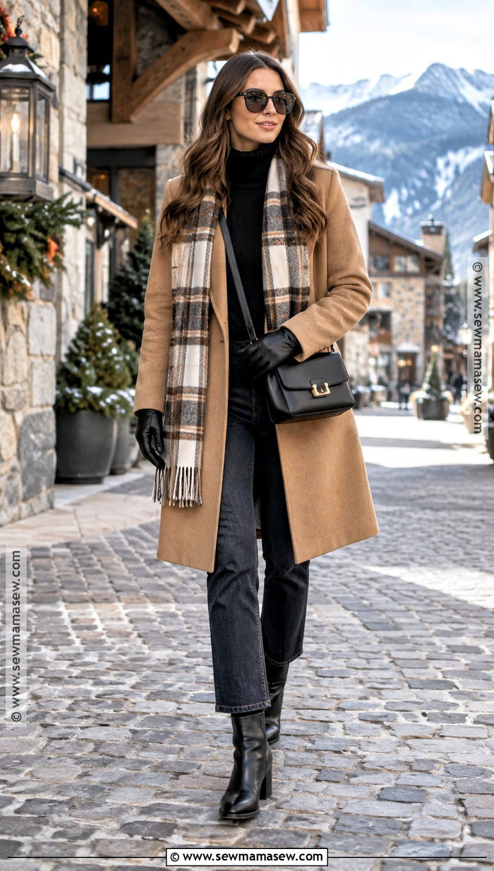 Vail Fall Wool Coat And Dark Jeans Outfit - 15 vail colorado fall outfits
