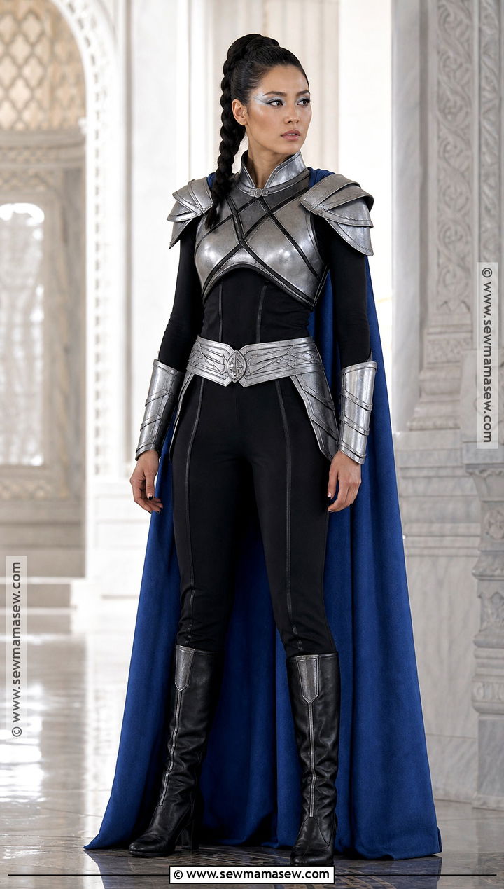Valkyrie Costume With Silver Armor And Blue Cape - 30 Superwomen Costume Ideas