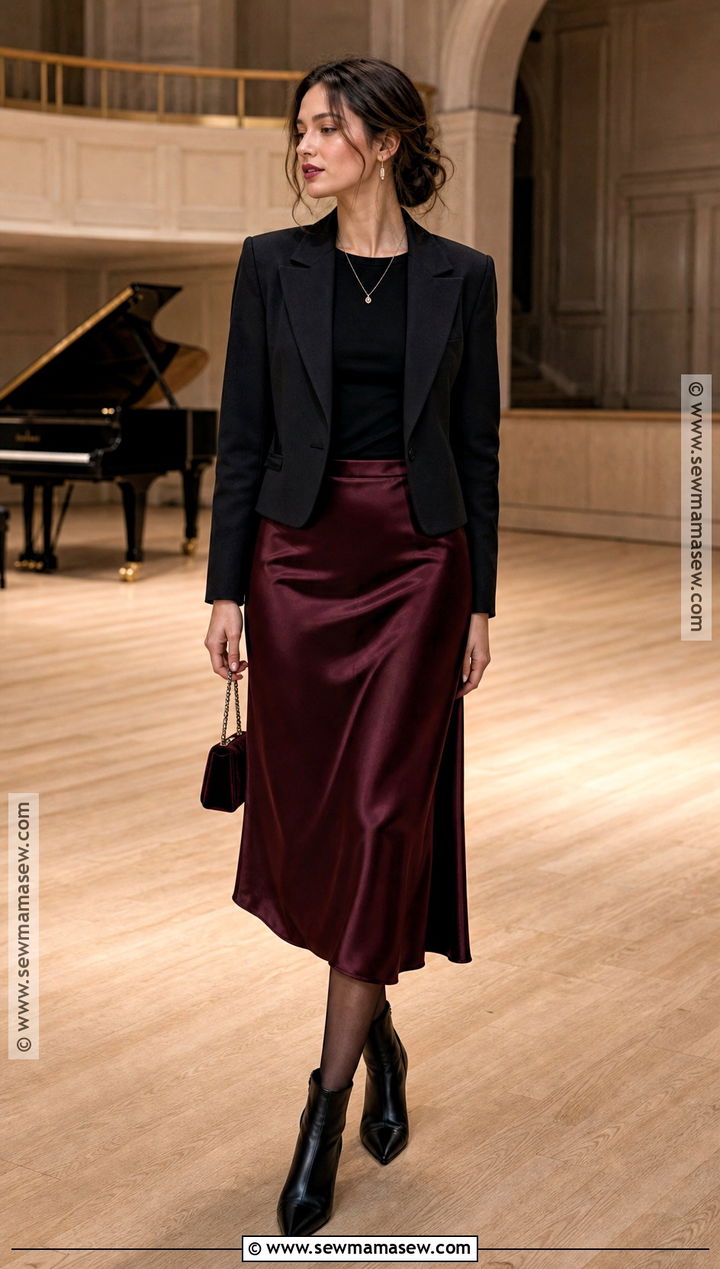 Vampire Aesthetic Outfit With Satin Skirt - 30 vampire aesthetic outfit ideas for women