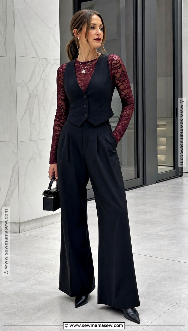 Vampire Aesthetic Outfit With Wide Leg Pants - 30 vampire aesthetic outfit ideas for women