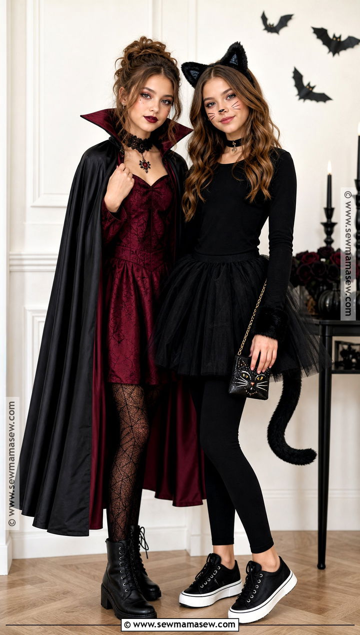 Vampire And Black Cat Costume - 30 halloween costumes for 2 for girls