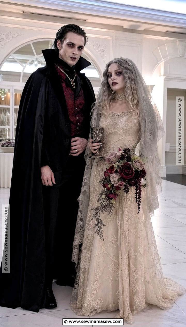 Vampire And Haunted Bride Couple Costume - 50 scary halloween costume ideas