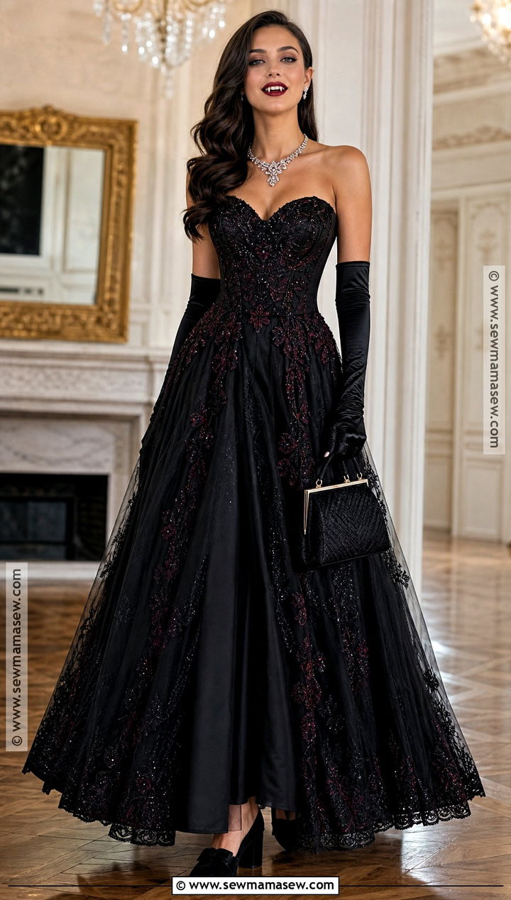 Vampire Ball Gown With Opera Gloves - 30 vampire dresses