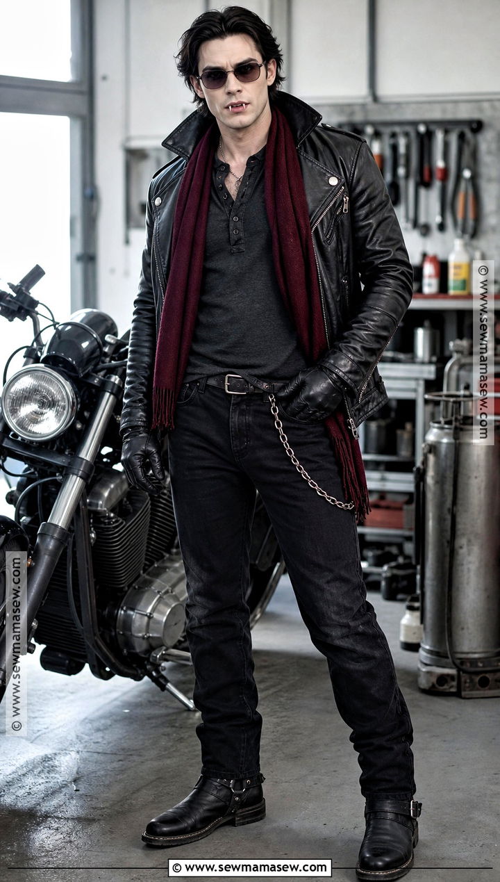 Vampire Biker Costume With Black Jacket - 30 Mens Vampire Costume Ideas