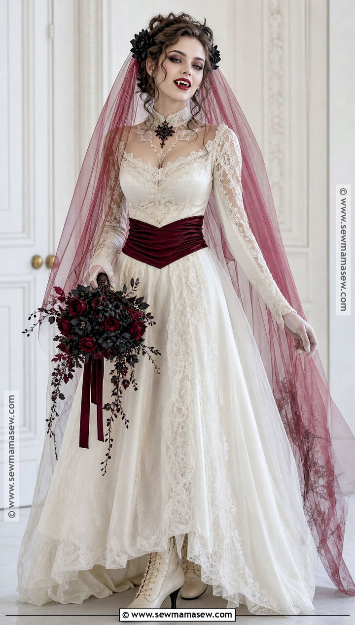 Vampire Bride Costume With Red Veil - 30 vampire costume outfit ideas