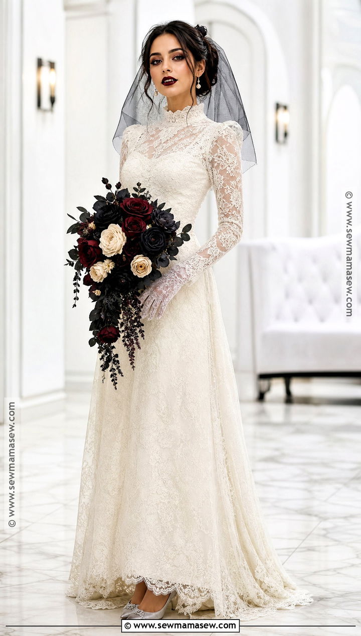 Vampire Bride Dress With Black Veil - 30 vampire dresses