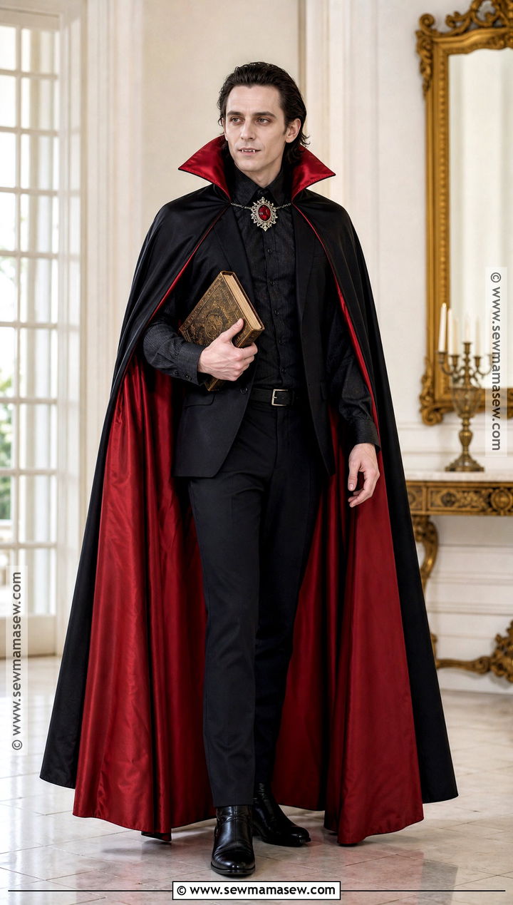 Vampire Costume With Black Cape - 35 simple halloween costumes for men