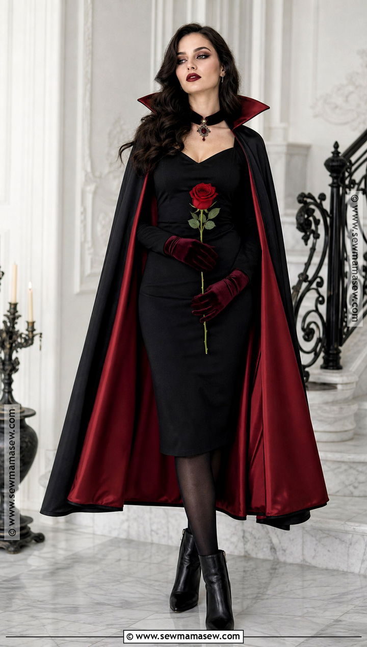 Vampire Costume With Red Cape - 30 simple halloween costume ideas for women