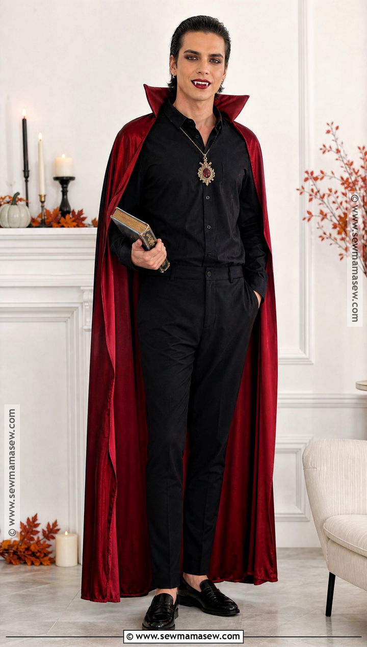 Vampire Costume With Red Cape - 50 simple halloween costumes