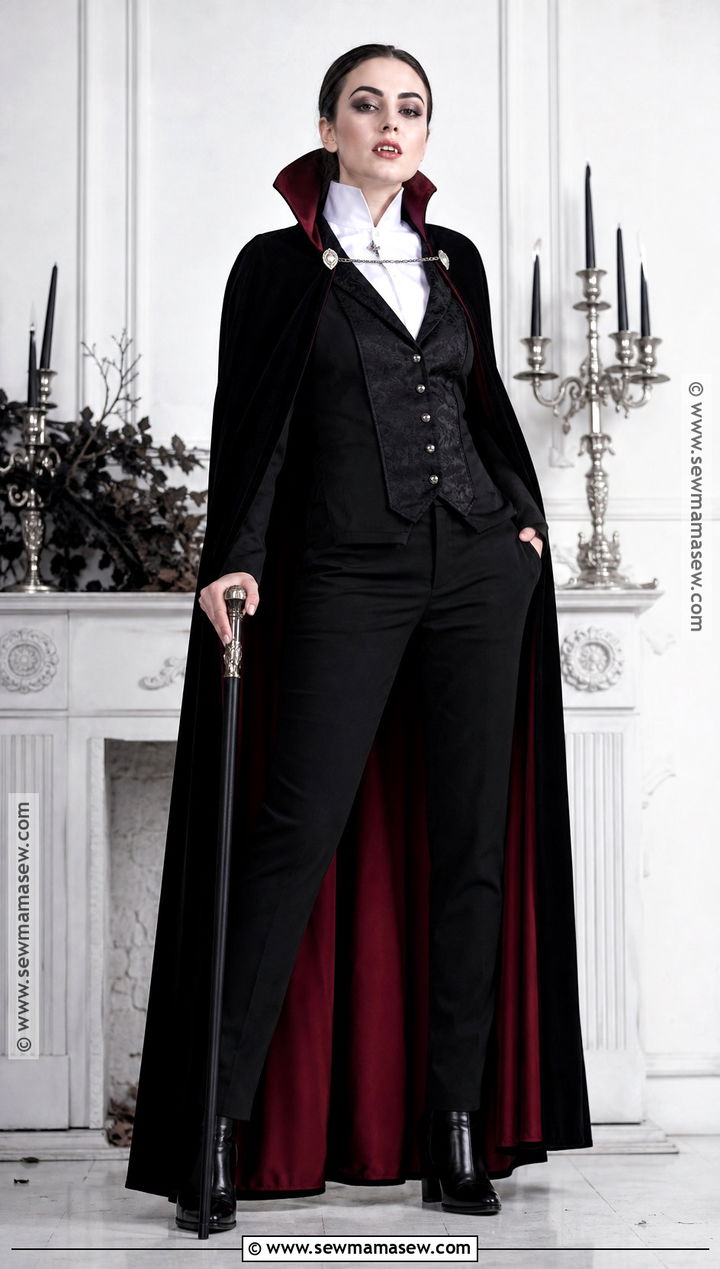Vampire Count Costume With Red Cape - 30 Masc Halloween Costumes for Women
