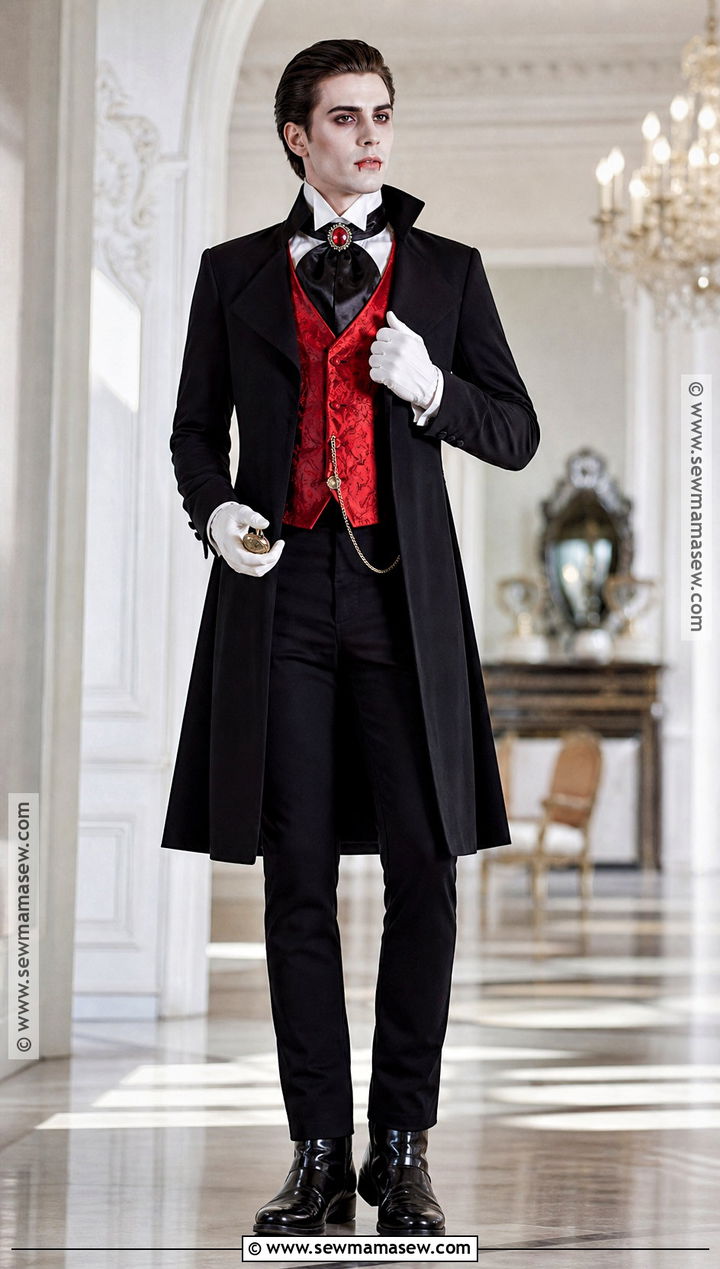 Vampire Count Costume With Red Waistcoat - 30 Mens Vampire Costume Ideas