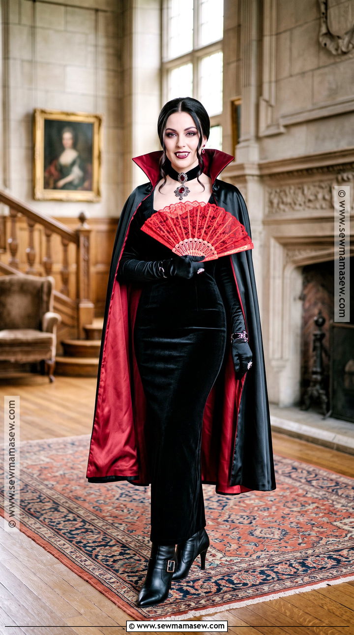 Vampire Countess Costume With High Collar - 30 vampire costume inspo ideas for women
