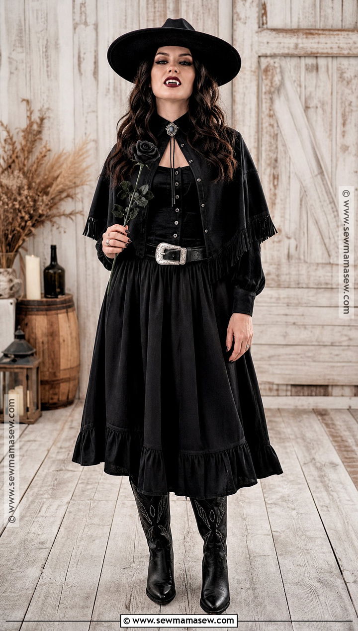 Vampire Cowgirl Costume With Western Boots - 30 Halloween Vampire Costumes for Women
