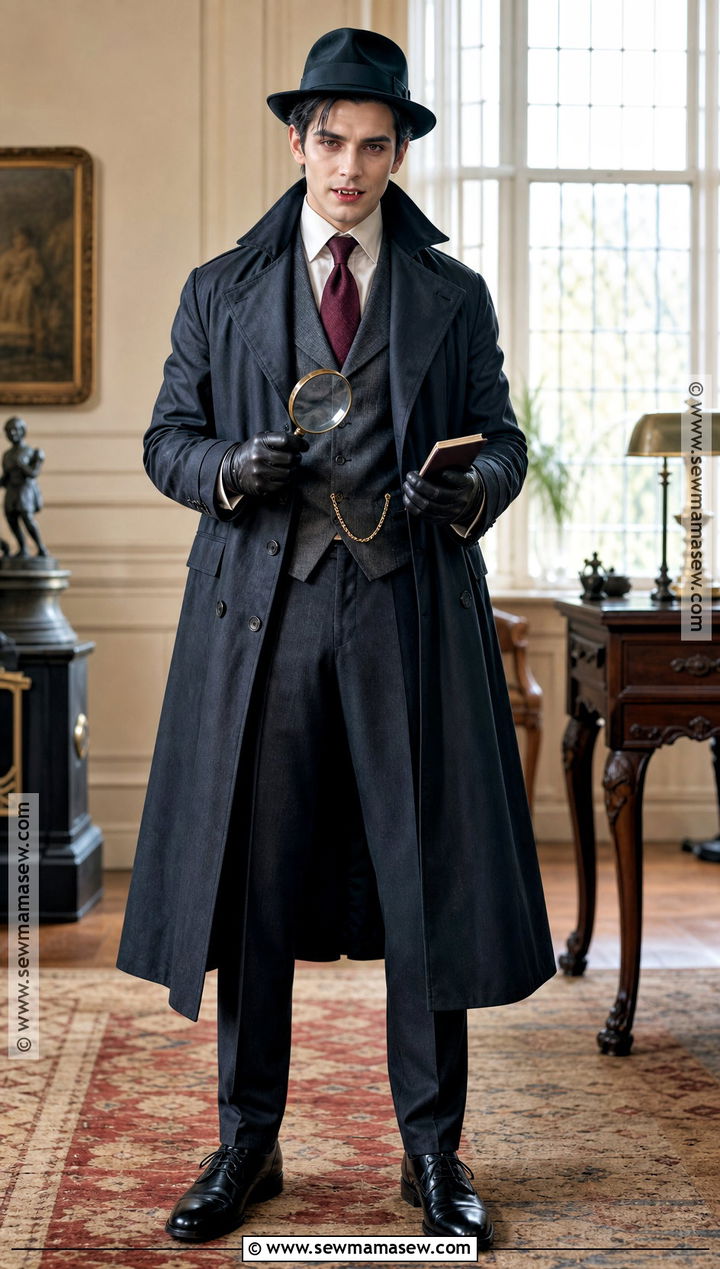 Vampire Detective Costume With Trench Coat - 30 Mens Vampire Costume Ideas