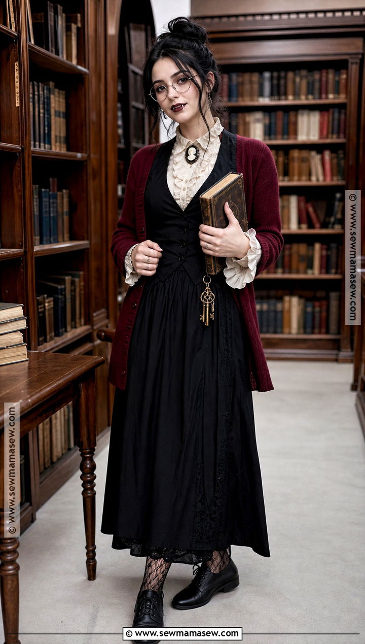 Vampire Librarian Costume With Long Cardigan - 30 vampire costume inspo ideas for women
