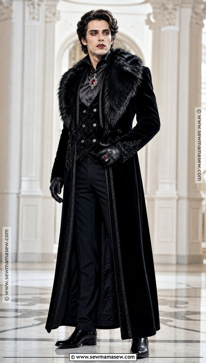 Vampire Lord Costume With Faux Fur Collar - 30 Mens Vampire Costume Ideas
