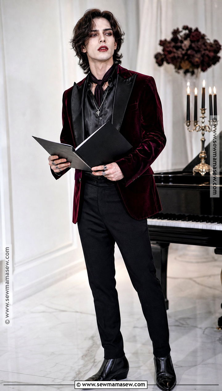 Vampire Musician Costume With Velvet Blazer - 30 Mens Vampire Costume Ideas