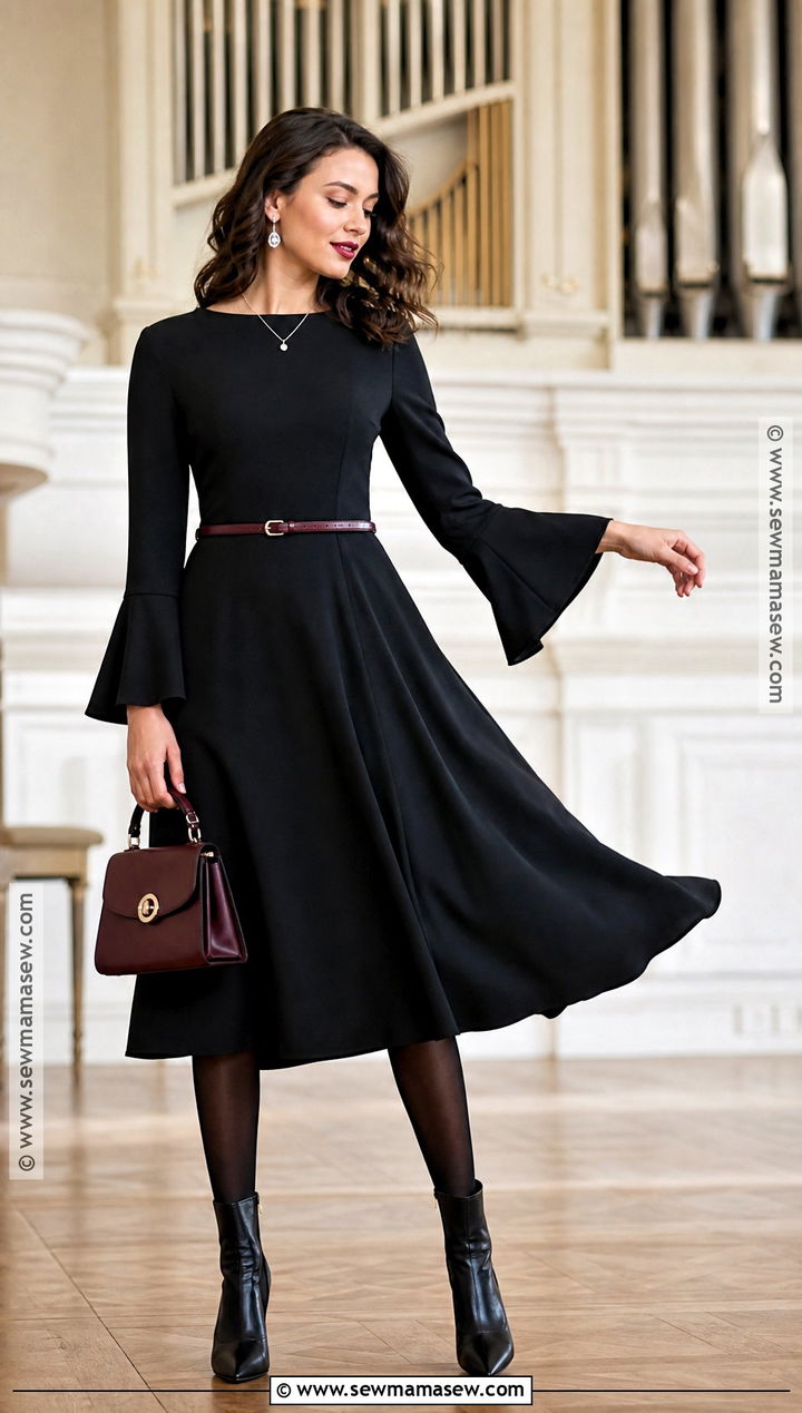 Vampire Outfit With Bell Sleeve Dress - 50 vampire outfit ideas