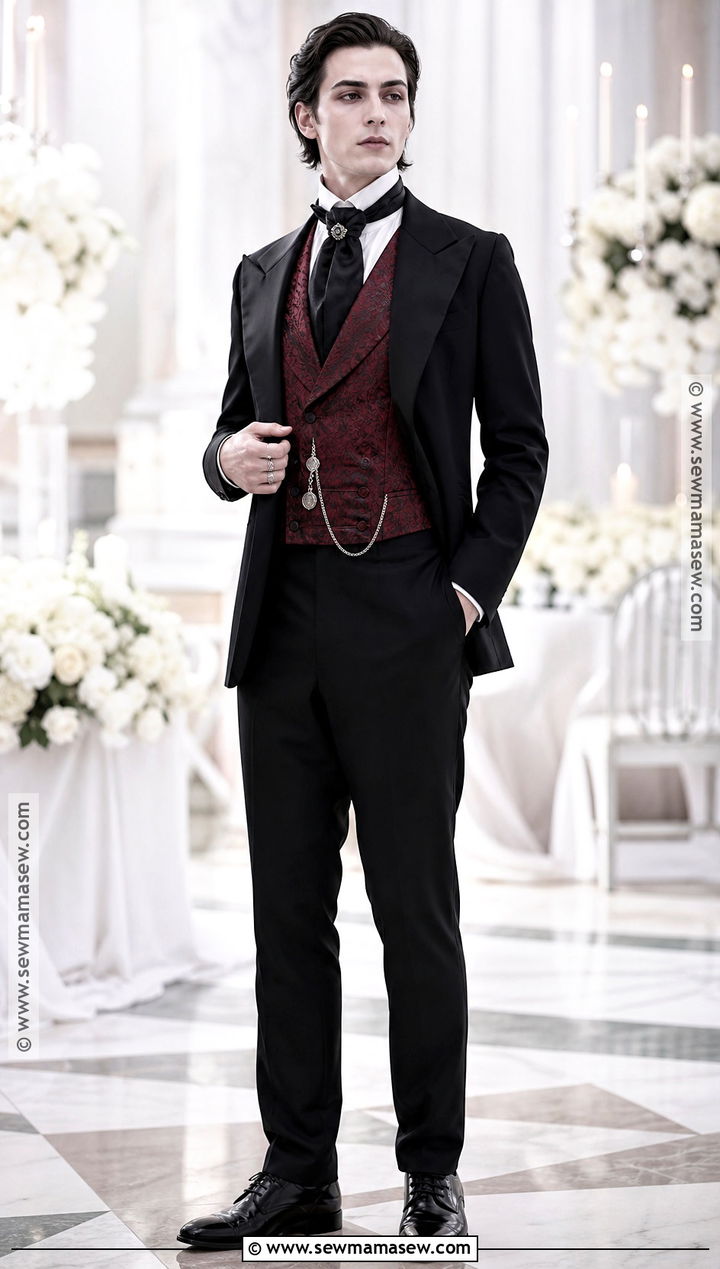 Vampire Outfit With Burgundy Waistcoat - 30 vampire clothes for men