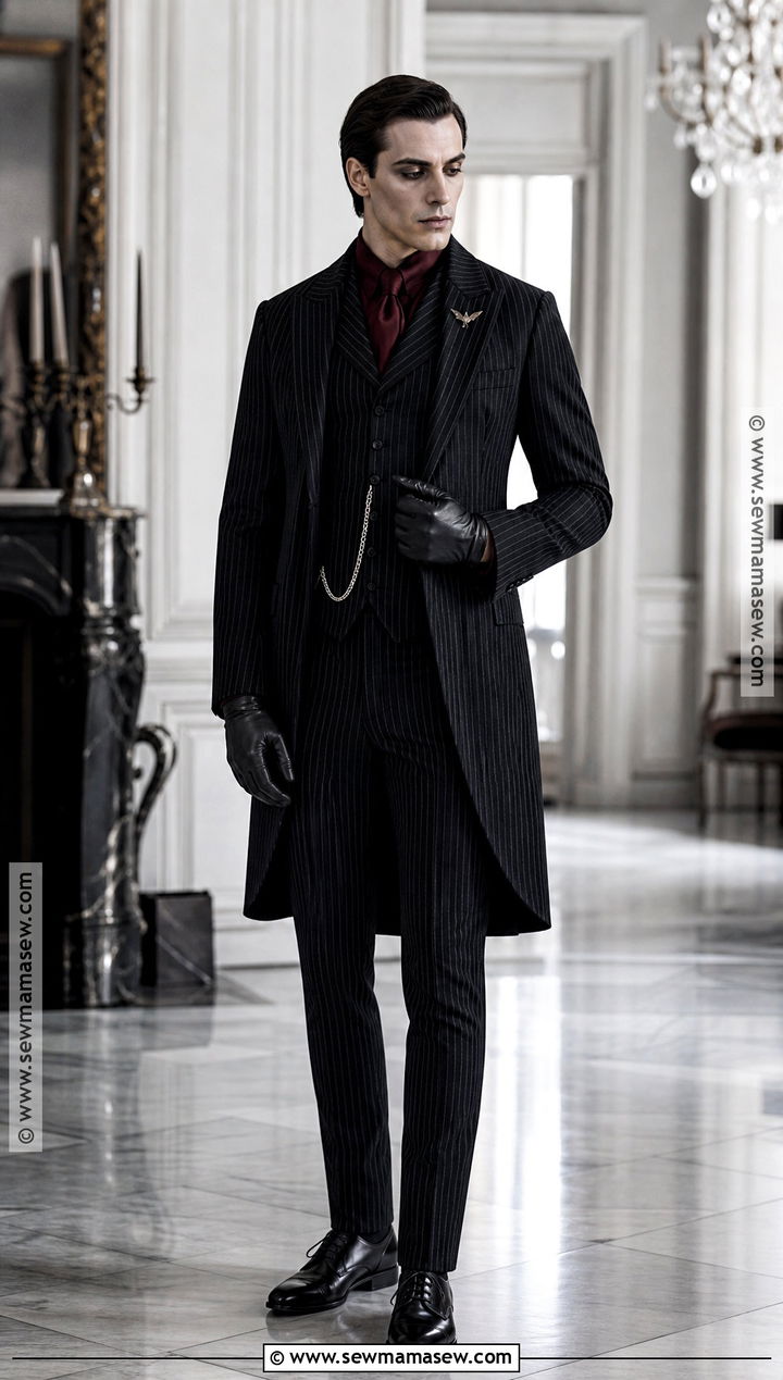 Vampire Outfit With Pinstripe Suit - 30 male vampire outfit ideas