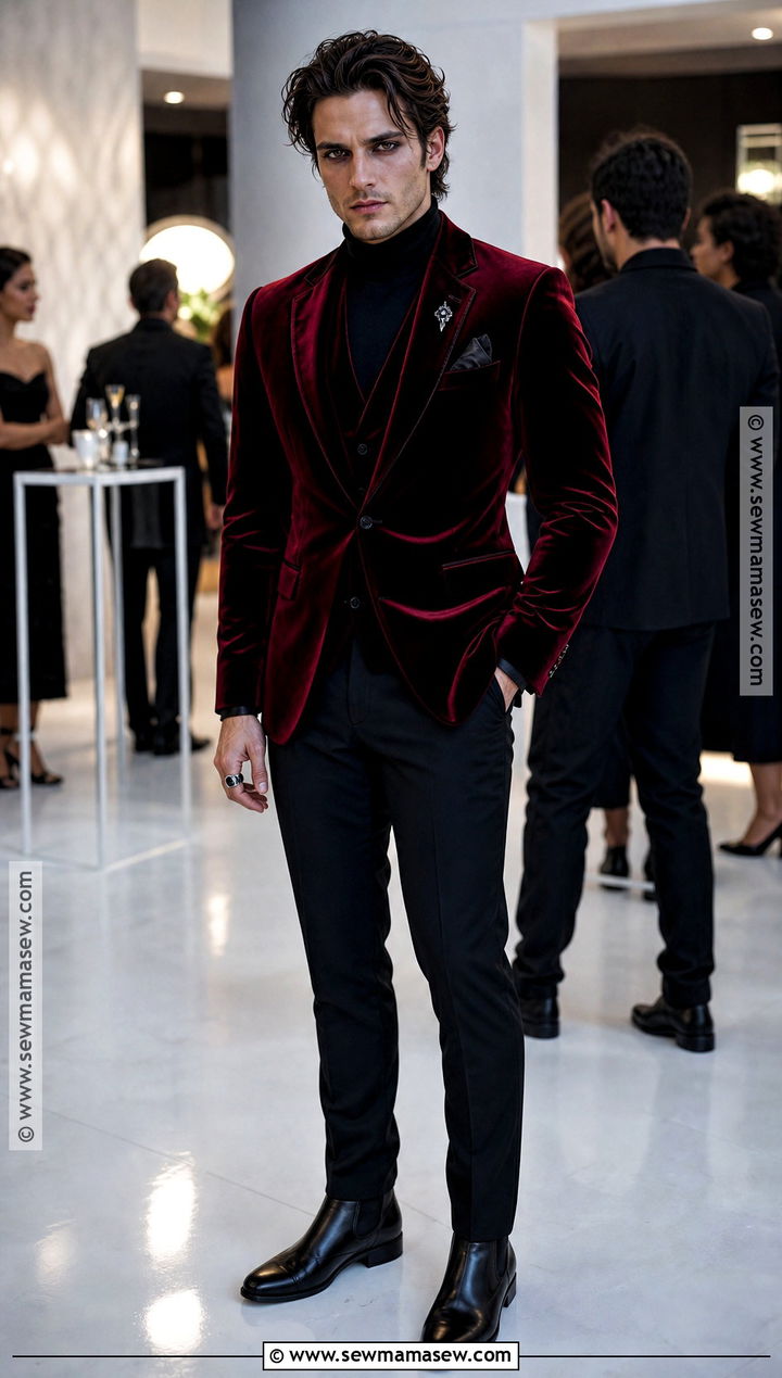 Vampire Outfit With Red Velvet Blazer - 30 male vampire outfit ideas