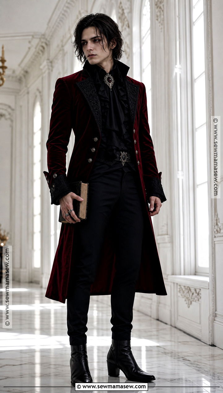 Vampire Outfit With Red Velvet Coat - 30 vampire clothes for men