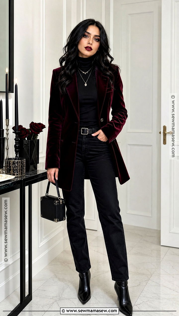 Vampire Outfit With Velvet Blazer - 50 vampire outfit ideas