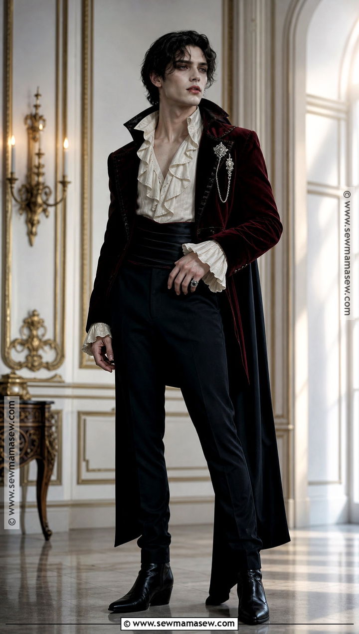Vampire Prince Costume With Burgundy Jacket - 30 Mens Vampire Costume Ideas