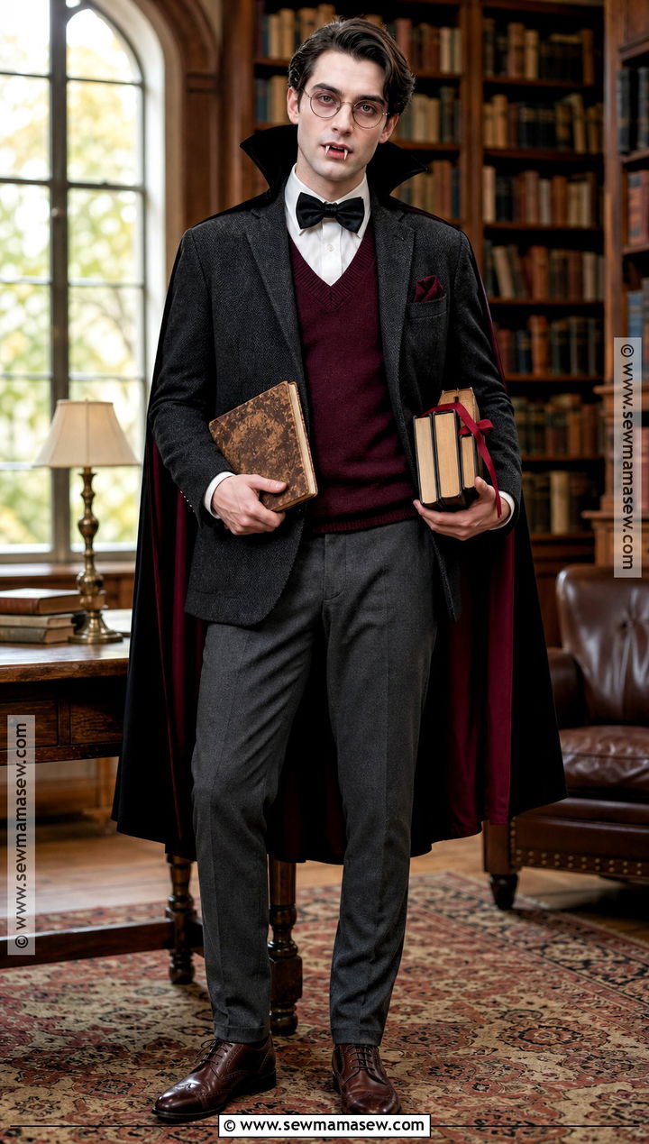 Vampire Professor Costume With Tweed Suit - 30 Mens Vampire Costume Ideas