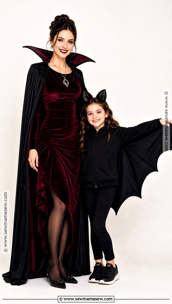 Vampire Queen And Bat Mom And Daughter Costume - 35 mom and daughter halloween costumes