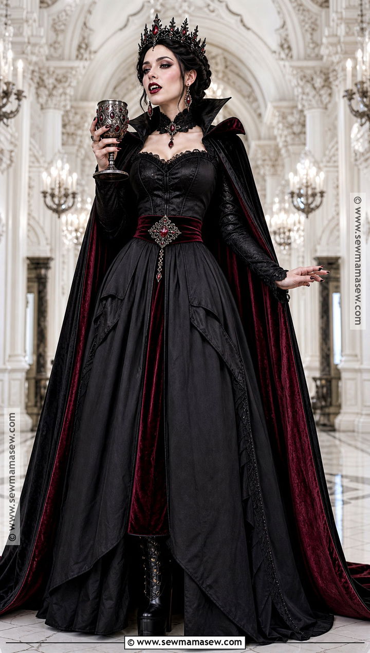 Vampire Queen Costume With Crown - 30 Halloween Vampire Costumes for Women