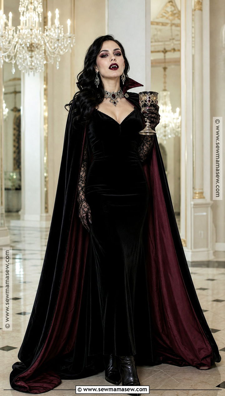 Vampire Queen Costume With Velvet Cape - 30 Halloween Costumes Solo for Women