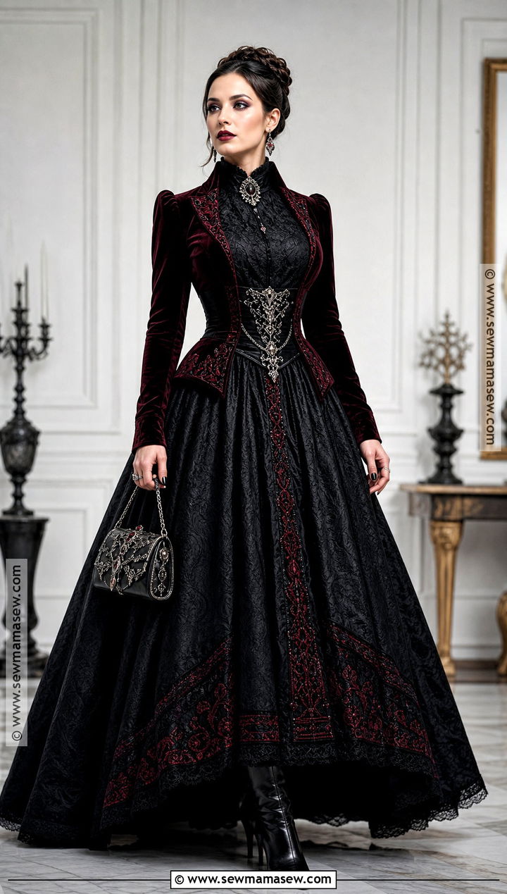 Vampire Queen Outfit With Brocade Skirt - 30 female vampire outfit ideas