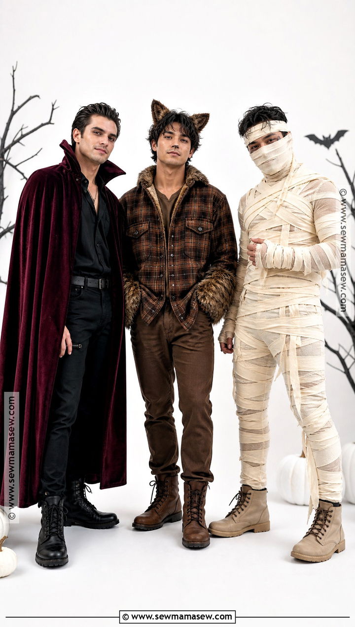 Vampire Werewolf And Mummy Monster Trio Costume - 30 Trio Halloween Costumes for Men