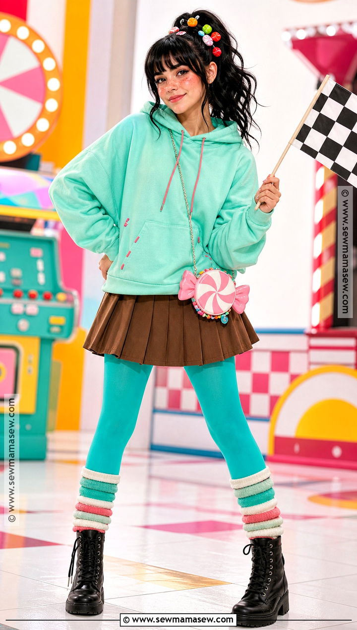 Vanellope Costume With Candy Hair Clips - 40 halloween costumes black hair