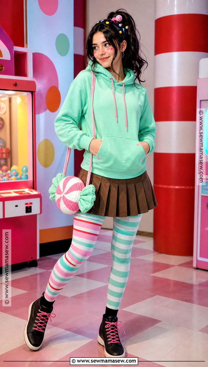 Vanellope Costume With Mint Hoodie - 30 Simple Disney Costumes