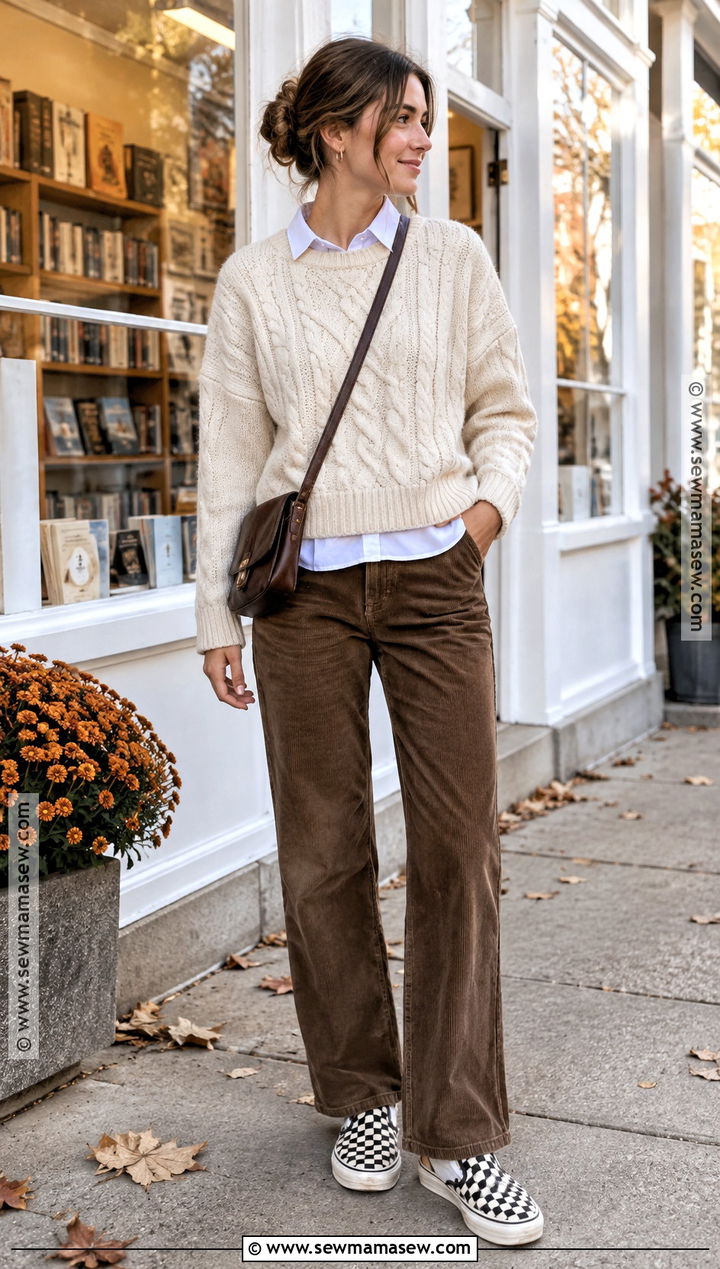 Vans With Corduroy Pants And Knit Sweater - 15 Vans Autumn Outfit Ideas