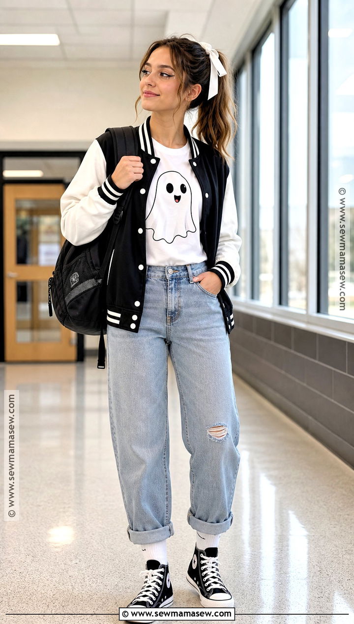 Varsity Ghost Halloween School Outfit - 30 halloween school outfit ideas