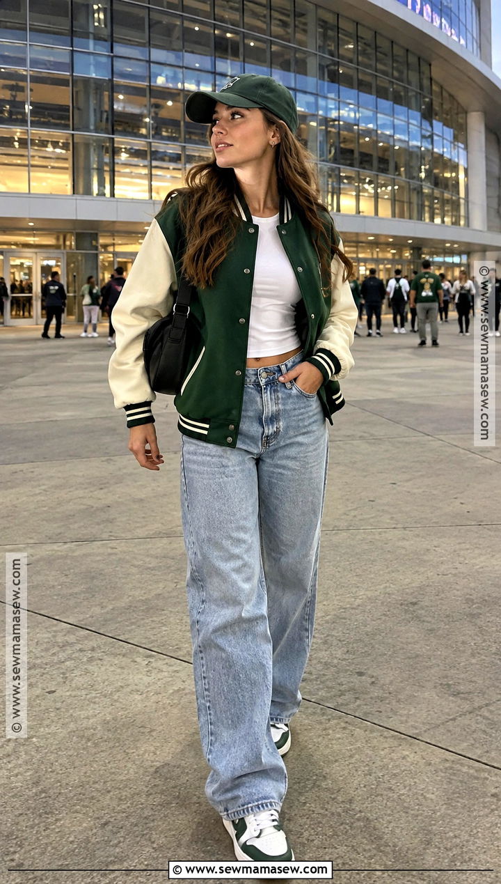 Varsity Jacket And Baggy Jeans Fall Concert Outfit - 20 fall concert outfit night ideas