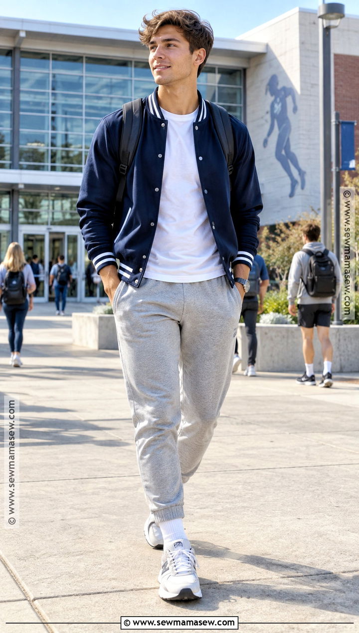 Varsity Jacket And Joggers Outfit - 15 Back To School Wardrobe Essentials