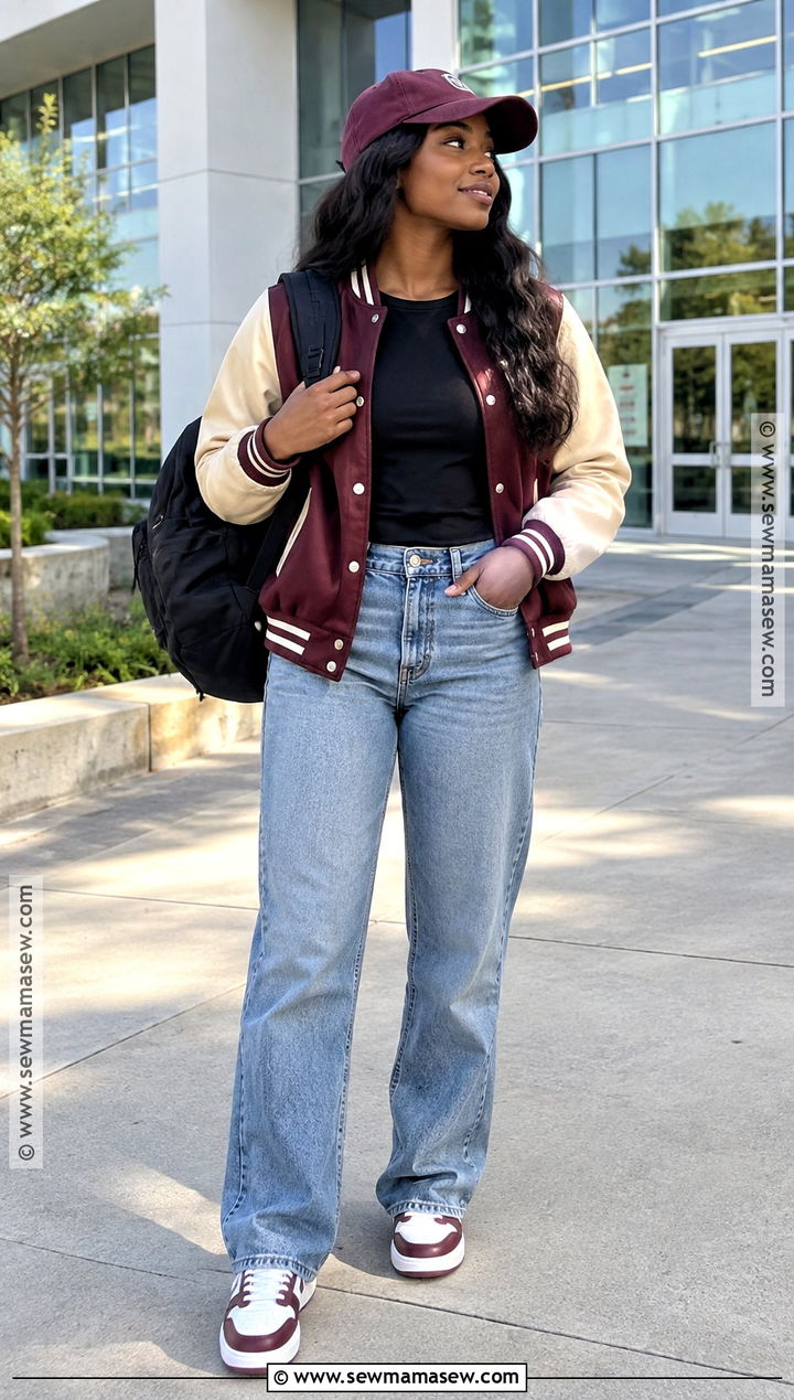 Varsity Jacket Back to School Outfit - 15 back to school outfits for black women 2026