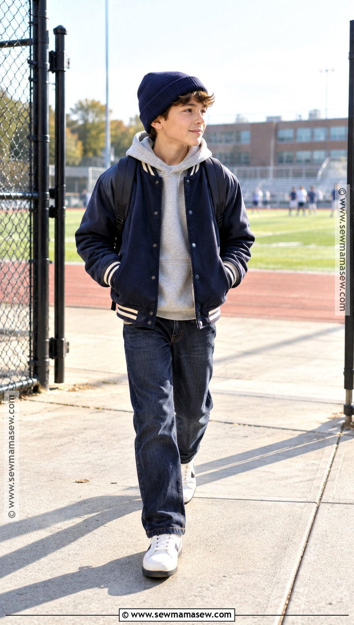 Varsity Jacket With Hoodie And Jeans - 25 Boy Fall Outfits
