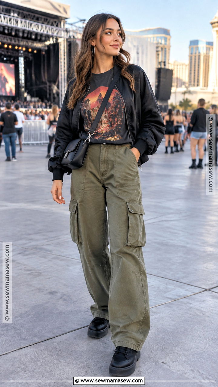 Vegas October Graphic Tee And Cargo Pants Outfit - 20 vegas in october outfits