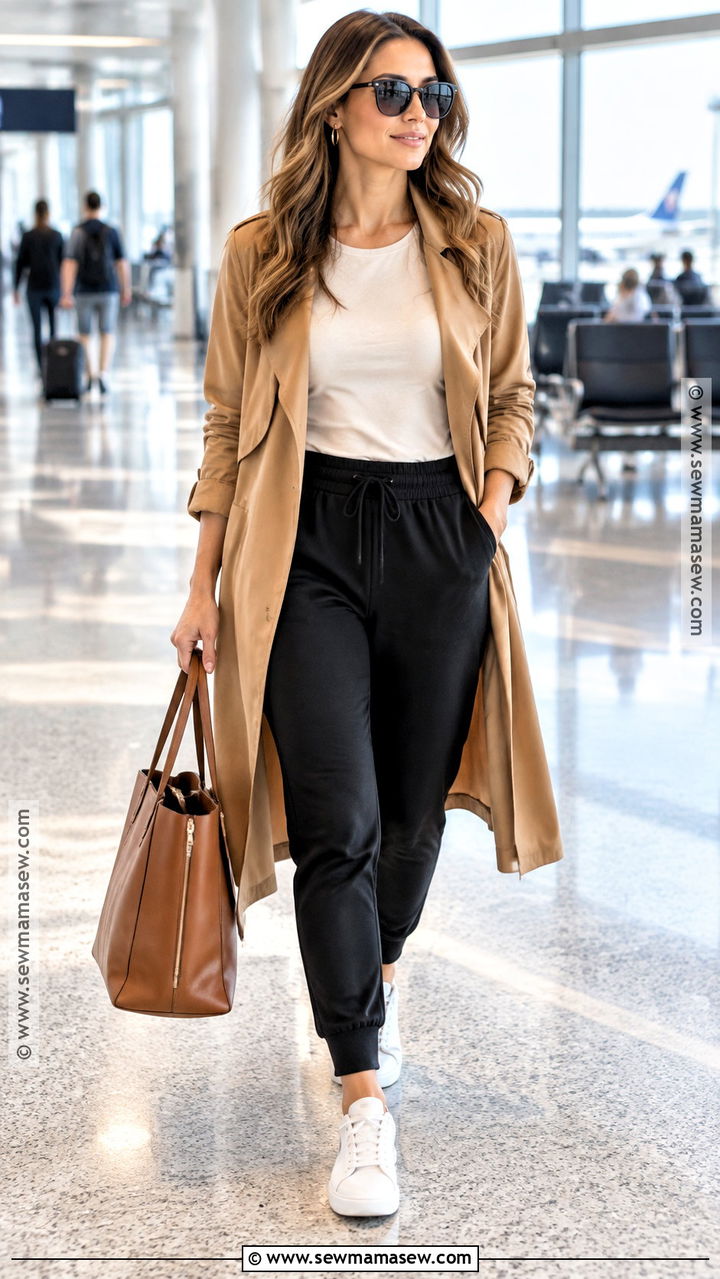 Vegas October Joggers And Trench Coat Travel Outfit - 20 vegas in october outfits